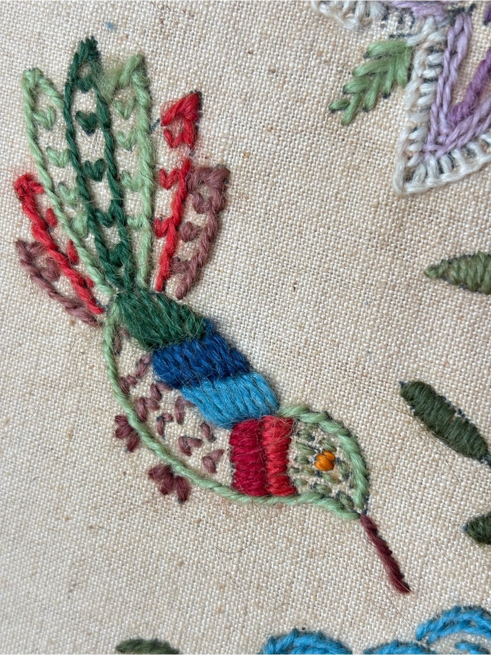 Vintage Hand-Embroidered Needlepoint Floral Fruit Basket Wall Art 14" x 14" - Picture 4 of 17